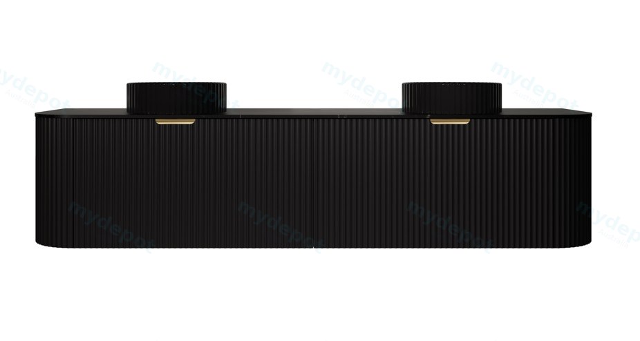 [56540] 1790X455X470mm Matte Black Agena Modern Fluted Wall Hung Vanity PVC Cabinet