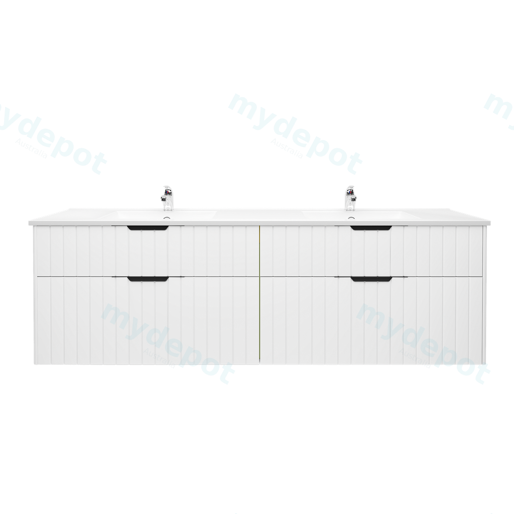 [91118/AR1846W-MW] 1800mm Aria Matte White MDF Four Drawers Wall Hung Bathroom Vanity Cabinet Only With Handle