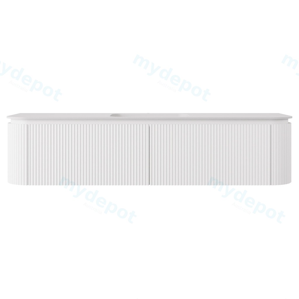 [56778] 1790x495x400mm Matte White Estella Modern Wall Hung Vanity PVC Cabinet Two Middle Drawer Plus Two Side Drawers Soft Closing Door And Drawers