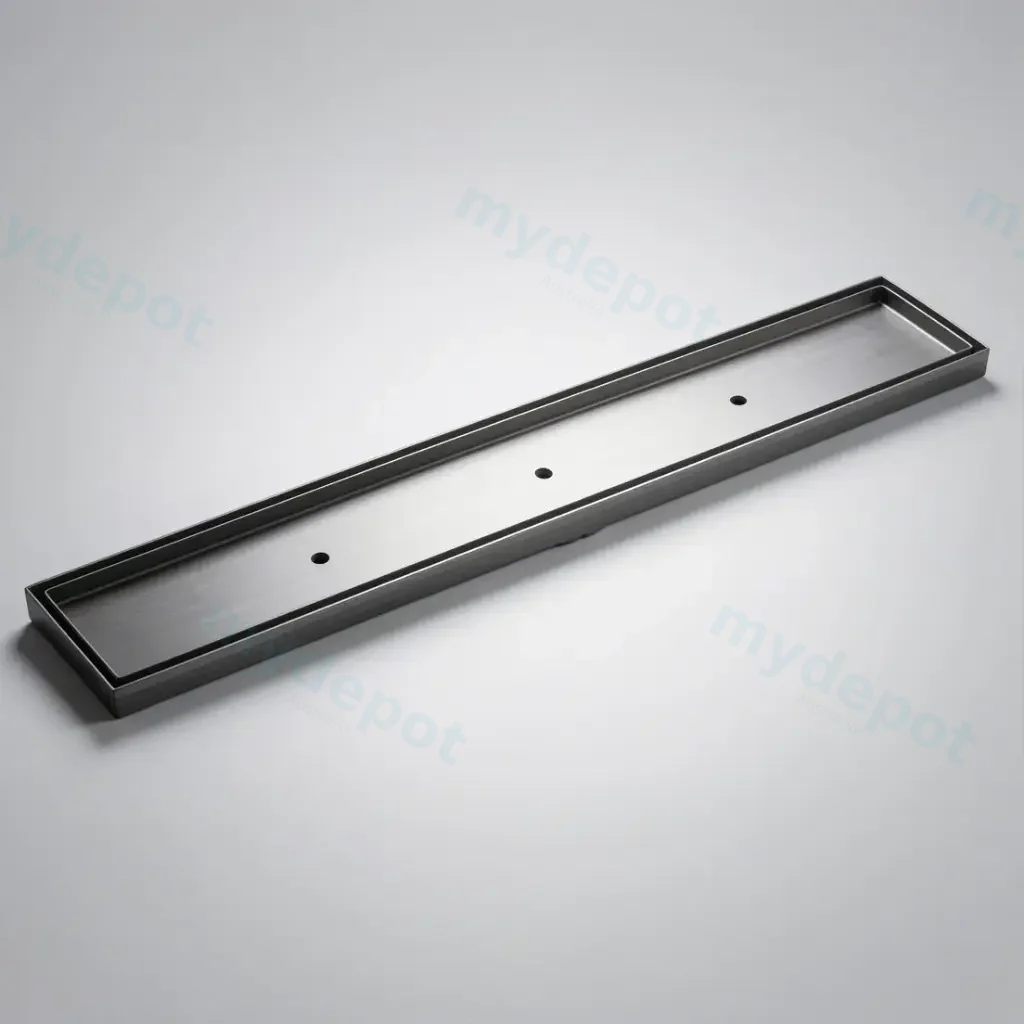 1800*100*21mm Electroplated Gun Metal Tile Insert Drain Centre Outlet 80mm