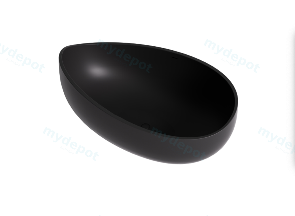 [55567] 1800X1100X620mm Matt Black Waverton Soild Surface Bath Integrated Overflow,40mm Waste And Pipe Included