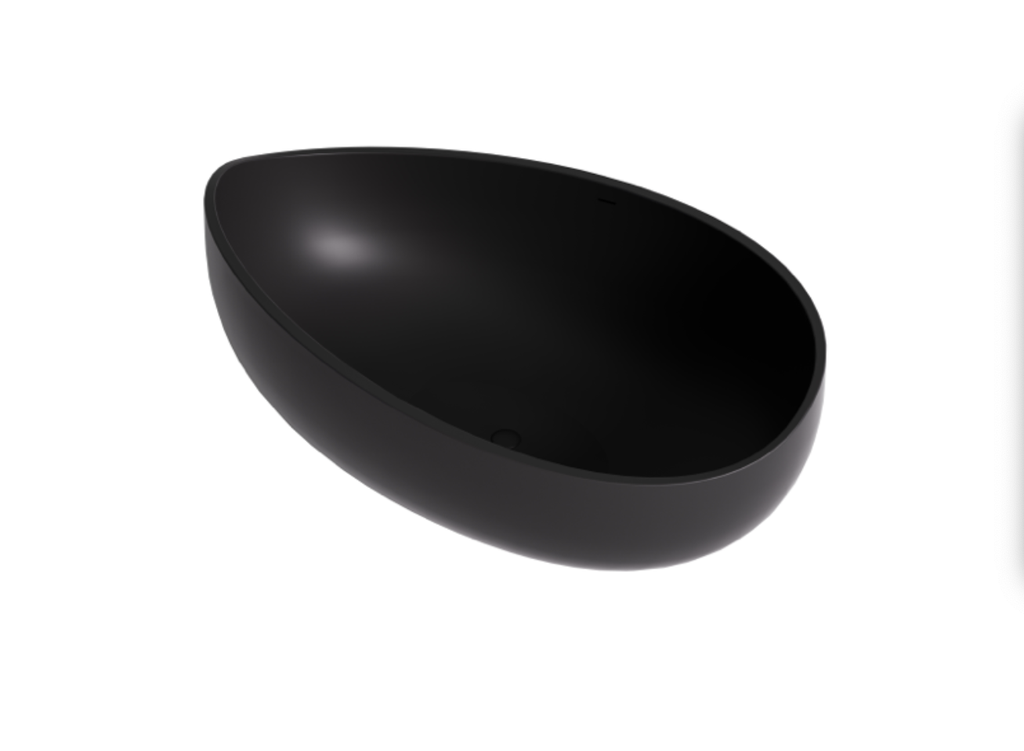 1800X1100X620mm Matt Black Waverton Soild Surface Bath Integrated Overflow,40mm Waste And Pipe Included