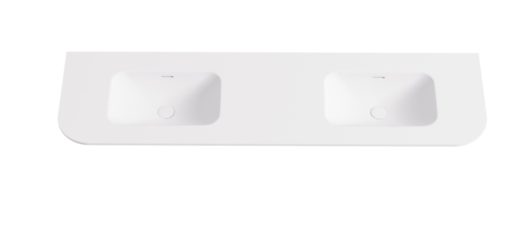 1805X505X140 Matte White Aruro Solid Surface Stone Basin Double Bowl