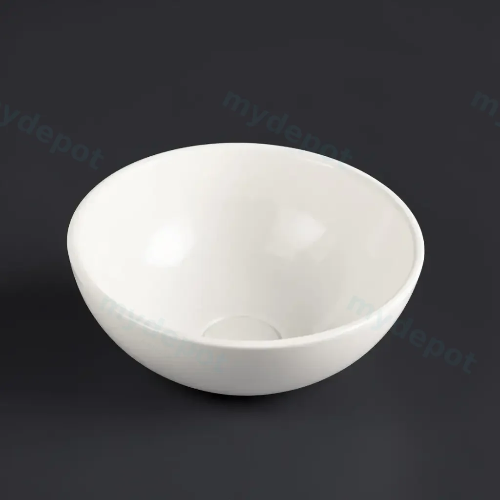 [90126/AC2828R] 280x280x120mm Round Gloss White Ceramic Above Counter Basin Non-overflow