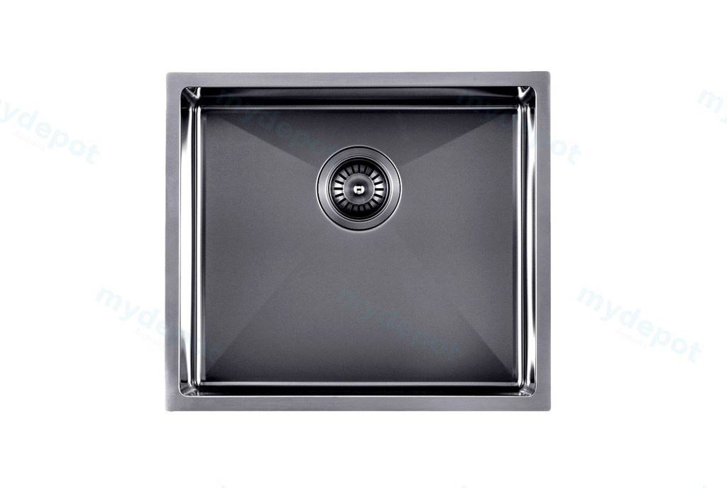 [41191] 304 Stainless Steel Gun Metal Grey PVD Coating Single Bowl Kitchen Sink(Round Edges,with Bottom Tray)500*440*230mm