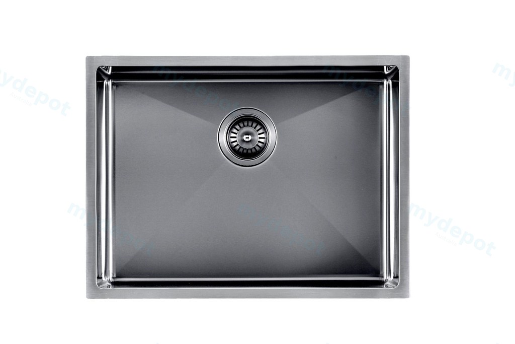 [41205] 304 Stainless Steel Gun Metal Grey PVD Coating Single Bowl Kitchen Sink(Round Edges,with Bottom Tray)600*450*300mm