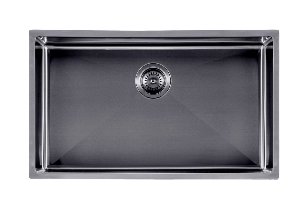 304 Stainless Steel Gun Metal Grey PVD Coating Single Bowl Kitchen Sink(Round Edges,with Bottom Tray)762*457*254mm