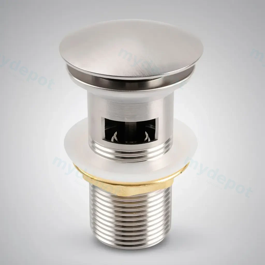 [40493] 32/40mm Brushed Nickel Mushroom Solid Brass Basin Pop Up Waste with Overflow