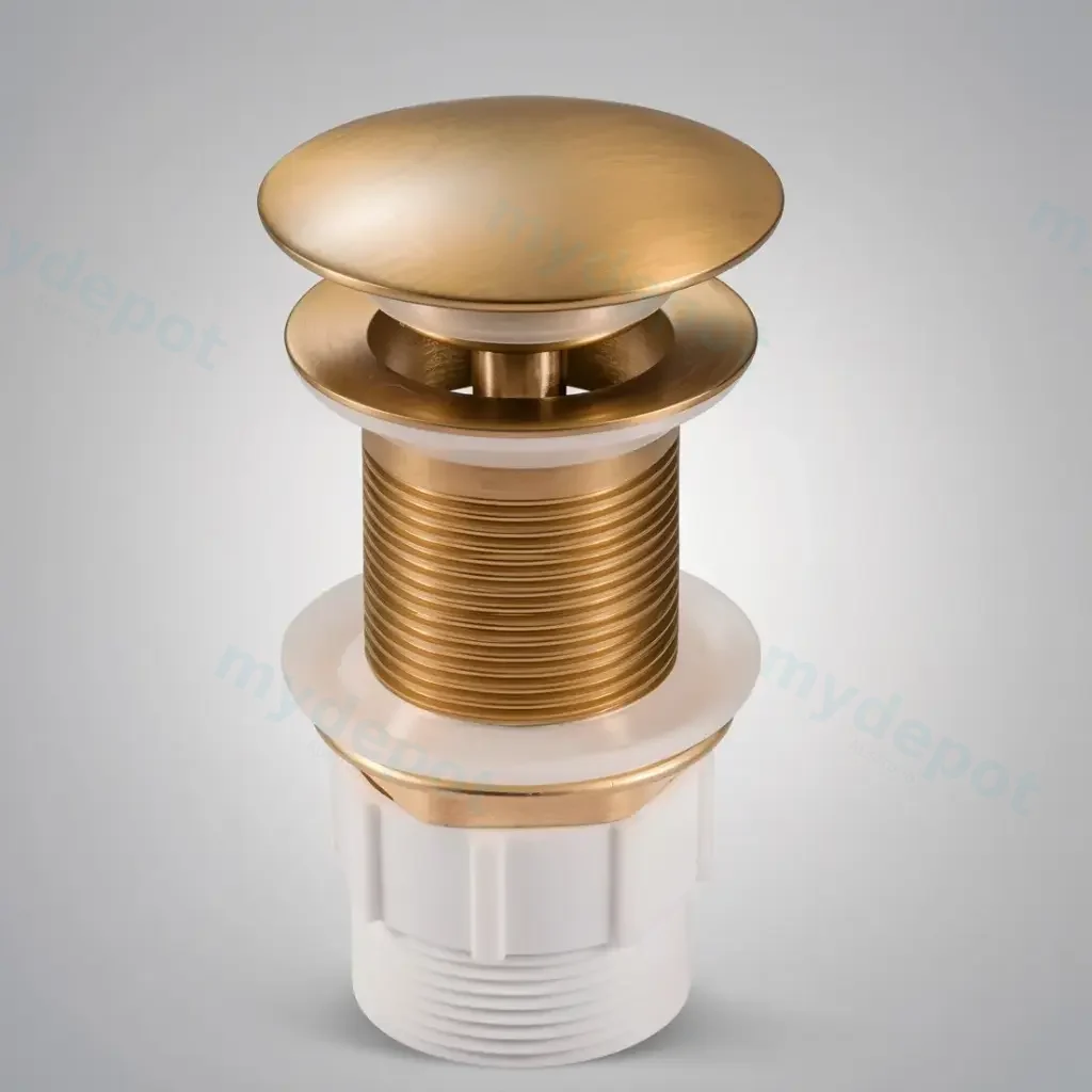 [40489] 32/40mm Brushed Yellow Gold Mushroom Solid Brass Basin Pop Up Waste NO Overflow