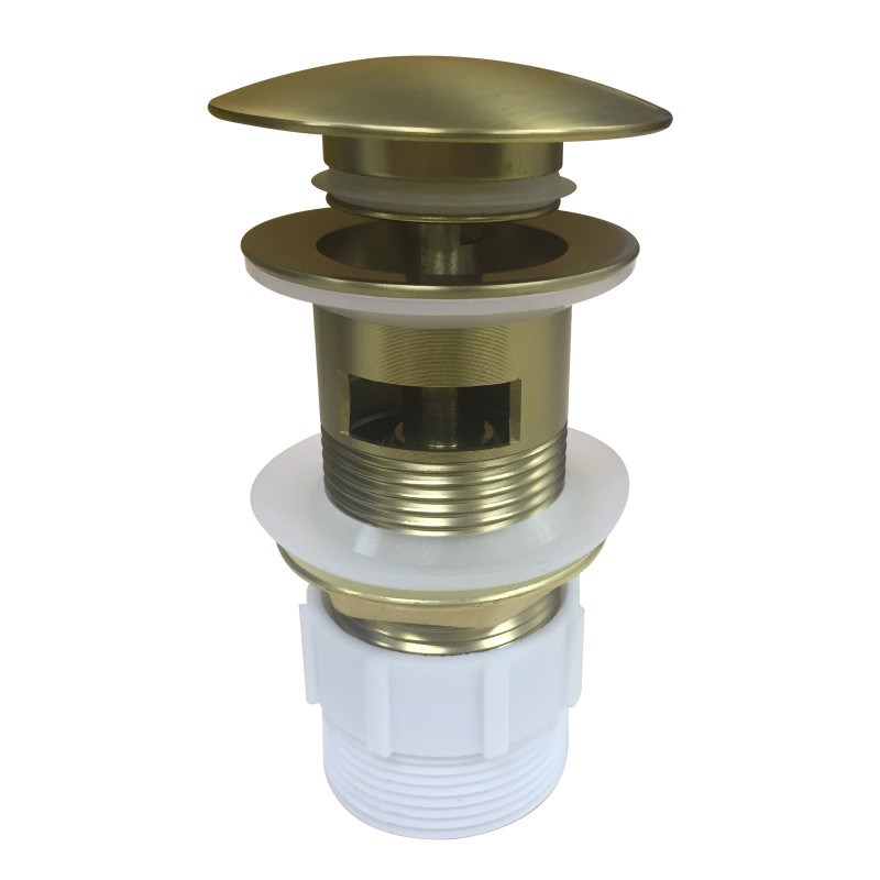 [40494] 32/40mm Brushed Yellow Gold Mushroom Solid Brass Basin Pop Up Waste with Overflow