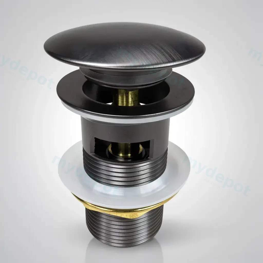 [40492] 32/40mm Gun Metal Mushroom Solid Brass Basin Pop Up Waste with Overflow