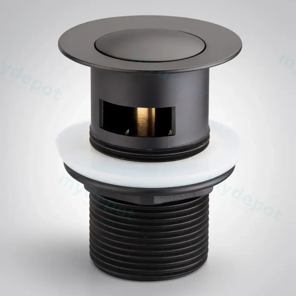 32/40mm Matt Black Solid Brass Basin Pop Up Waste With Overflow