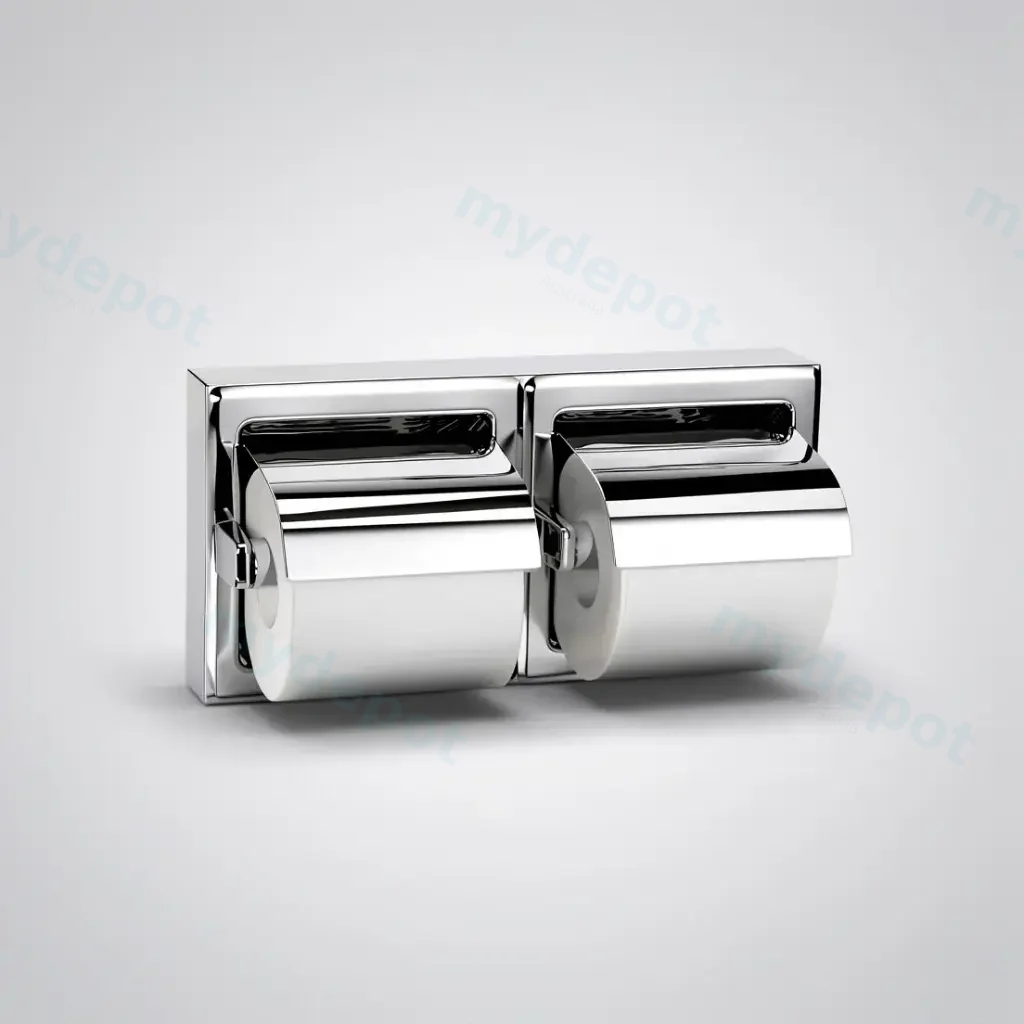 [55698] 321WX162HX51Dmm Bradley Australia Map Double Toilet Tissue Bright SS Dispenser