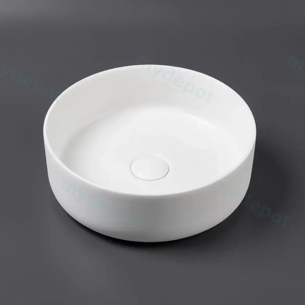 355*355*120mm Matt White Above Counter Round Basin