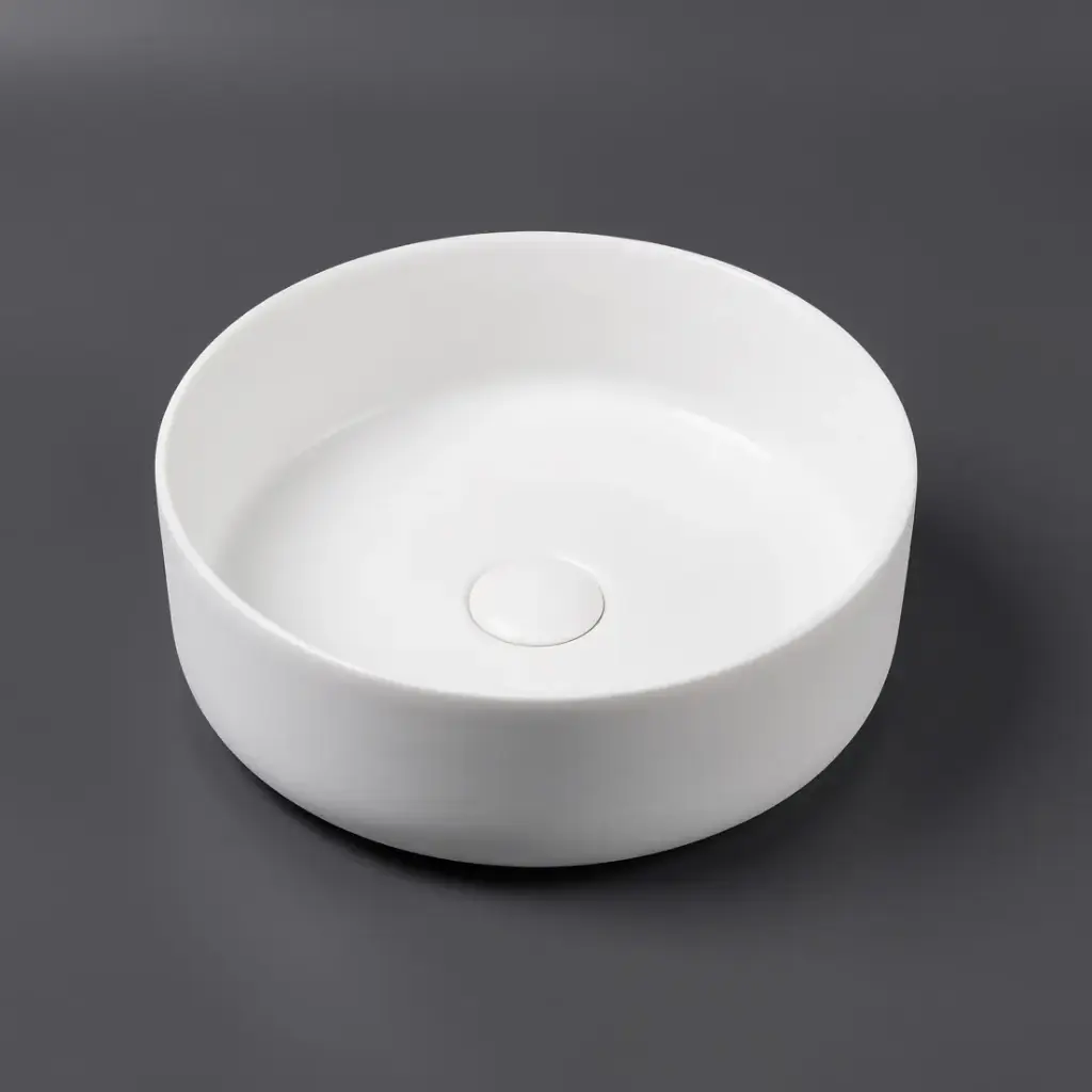 355*355*120mm Matt White Above Counter Round Basin