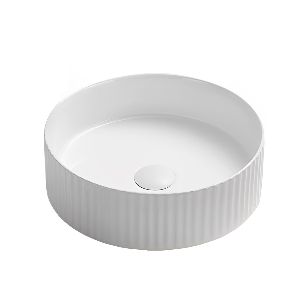 360*360*115 Matte White Olley Fine Ceramic Fluted Art Basin No Overflow,32mm Waste