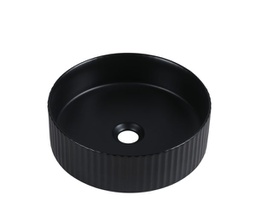 [50015] 360*360*120mm Cora Above Counter Fluted Matt Black Circle Basin