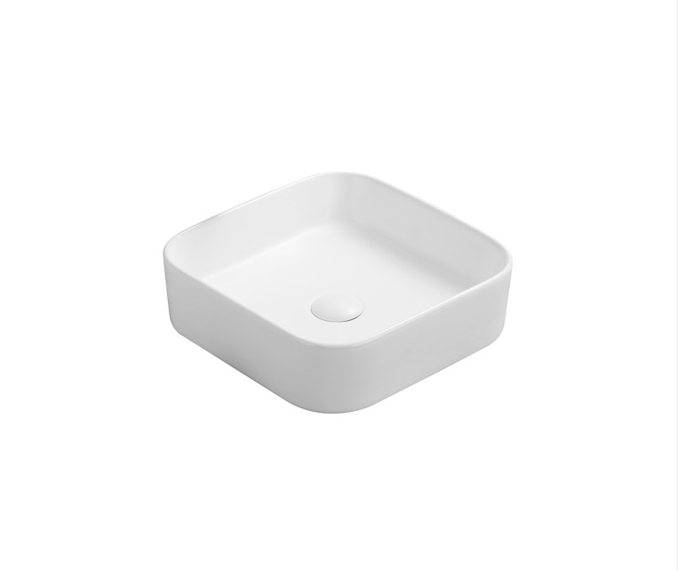 [55451] 370*370*113mm Matte White Kliff Fine Ceramic Above Counter Basin No Overflow,32mm Waste