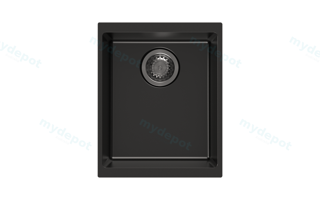 370*460*200mm Carysil Black Single Bowl Granite Kitchen/Laundry Sink Top/Flush/Under Mount