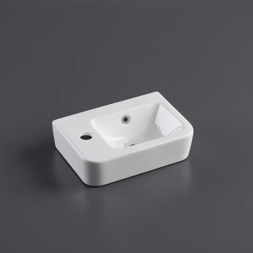 [50094] 375*245*100mm Wall Hung Rectangular Basin With Left Side Mixer Hole