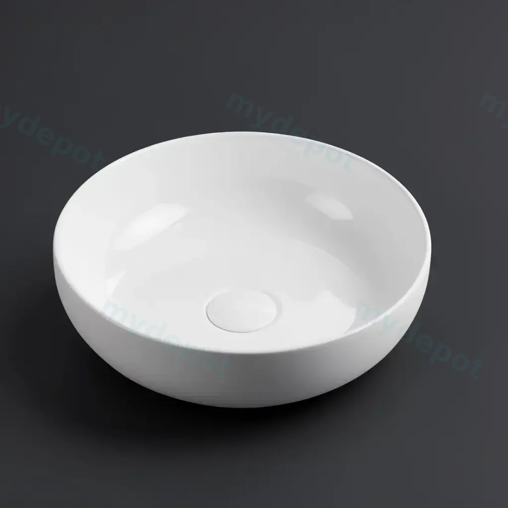 377*377*110mm Gloss White Oban Fine Ceramic Above Counter Basins No Overflow,32mm Waste