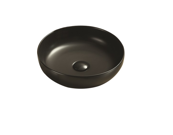 377*377*110mm Matte Black Oban Fine Ceramic Above Counter Basins No Overflow,32mm Waste