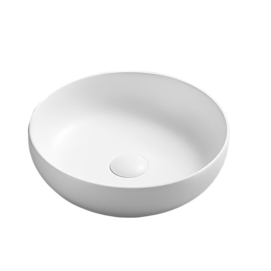 377*377*110mm Matte White Oban Fine Ceramic Above Counter Basins No Overflow,32mm Waste