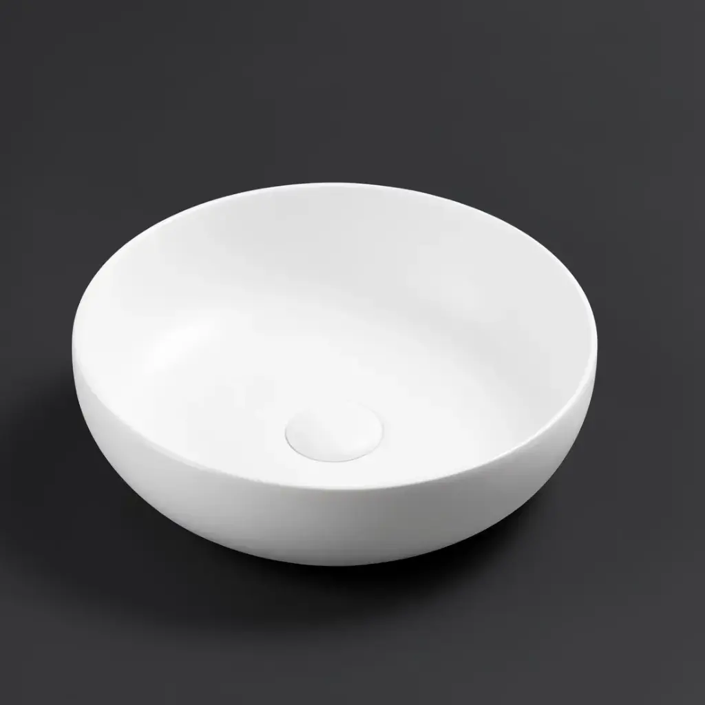 377*377*110mm Matte White Oban Fine Ceramic Above Counter Basins No Overflow,32mm Waste