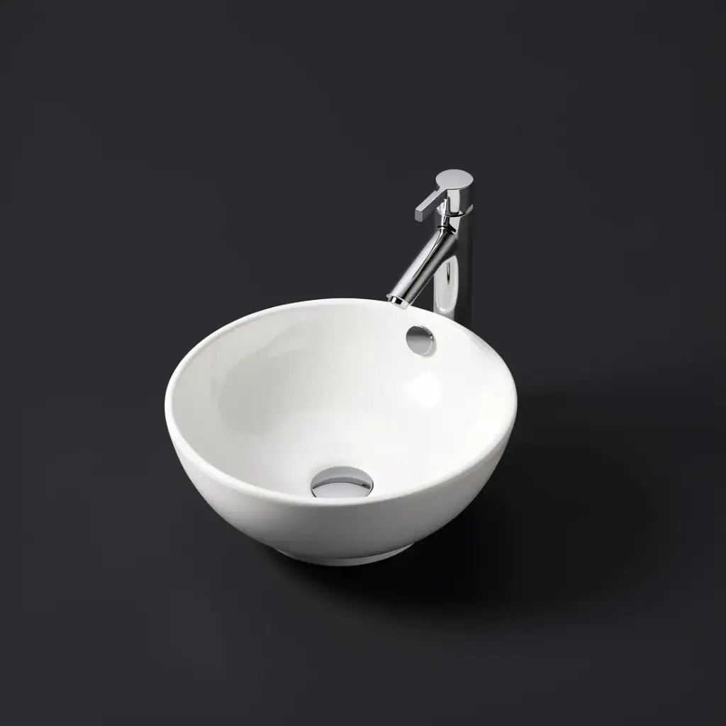 380*380*155mm Gloss White Orbi Fine Ceramic Above Counter Basin Overflow,32mm Waste