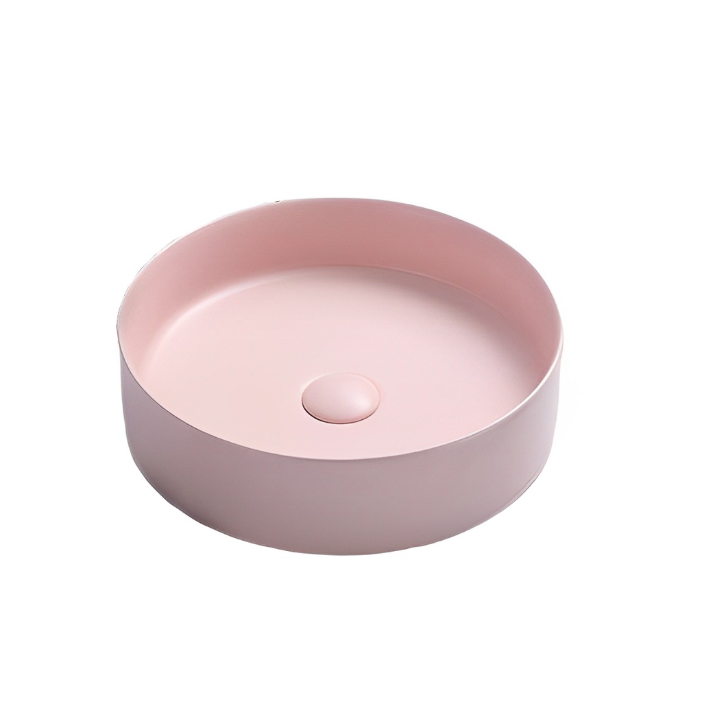 395*395*115mm Matte Pink Olley Fine Ceramic Above Counter Basin No Overflow,32mm Waste