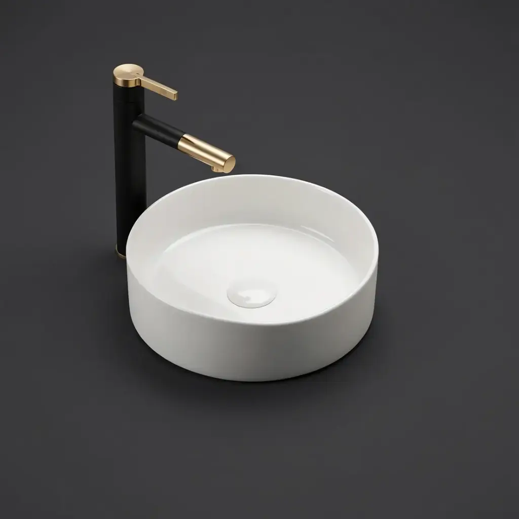 [55472] 395*395*115mm Matte White Olley Fine Ceramic Above Counter Basin No Overflow,32mm Waste