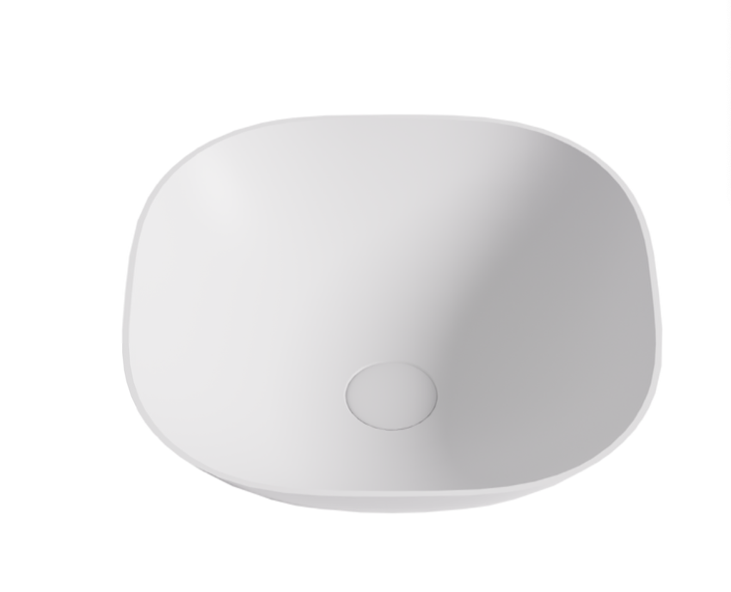 400*400*140mm Matt White Perry Solid Surface Stone Above Counter Basin 32mm Waste