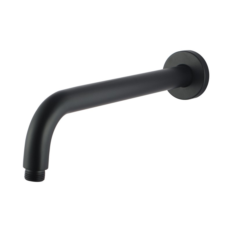 [40376] 400mm Black Round Wall Straight Shower Arm