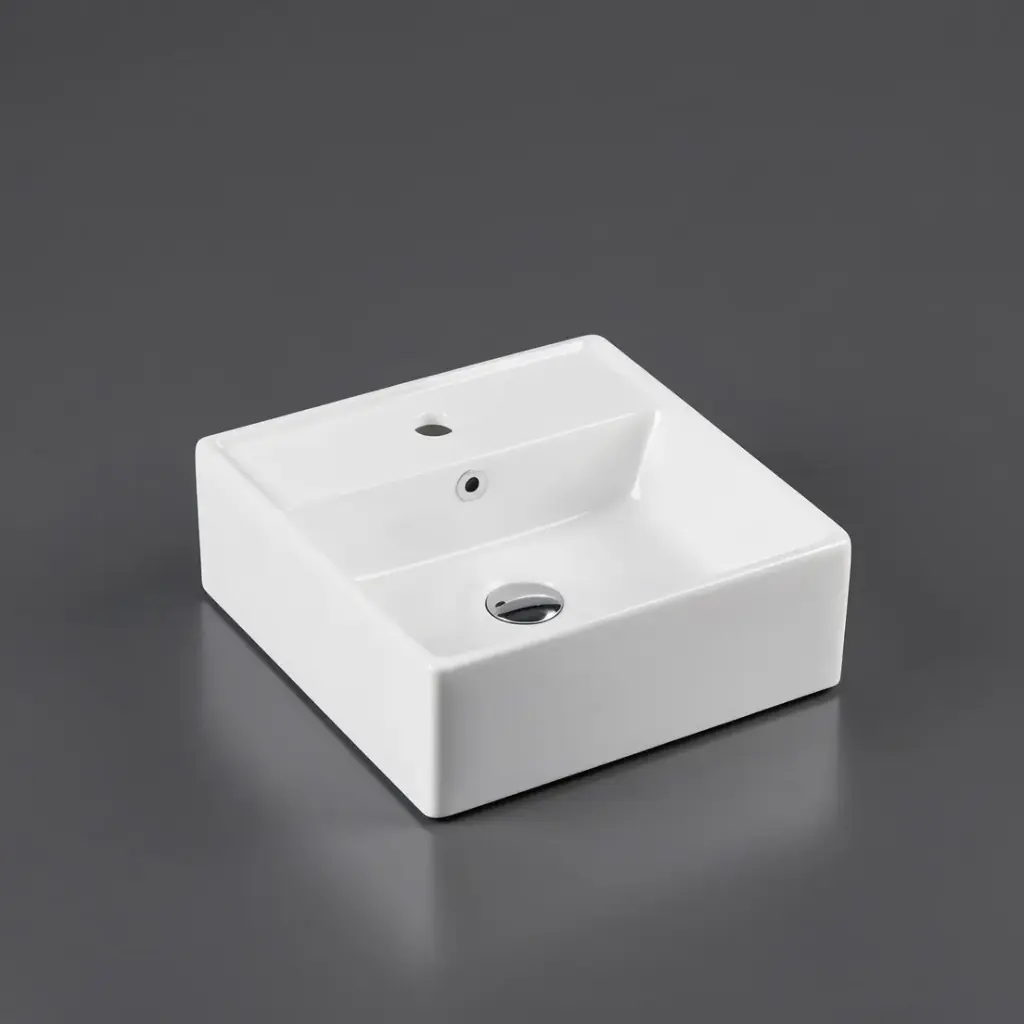 401*410*150mm Wall Hung Square Basin With Mixer Hole