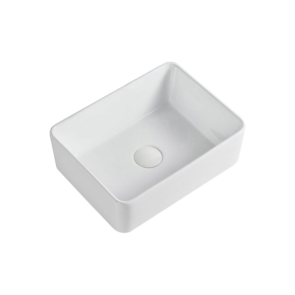 [90121/AC4130S] 410*300*130mm Rectangle Gloss White Ceramic Above Counter Basin Non-overflow