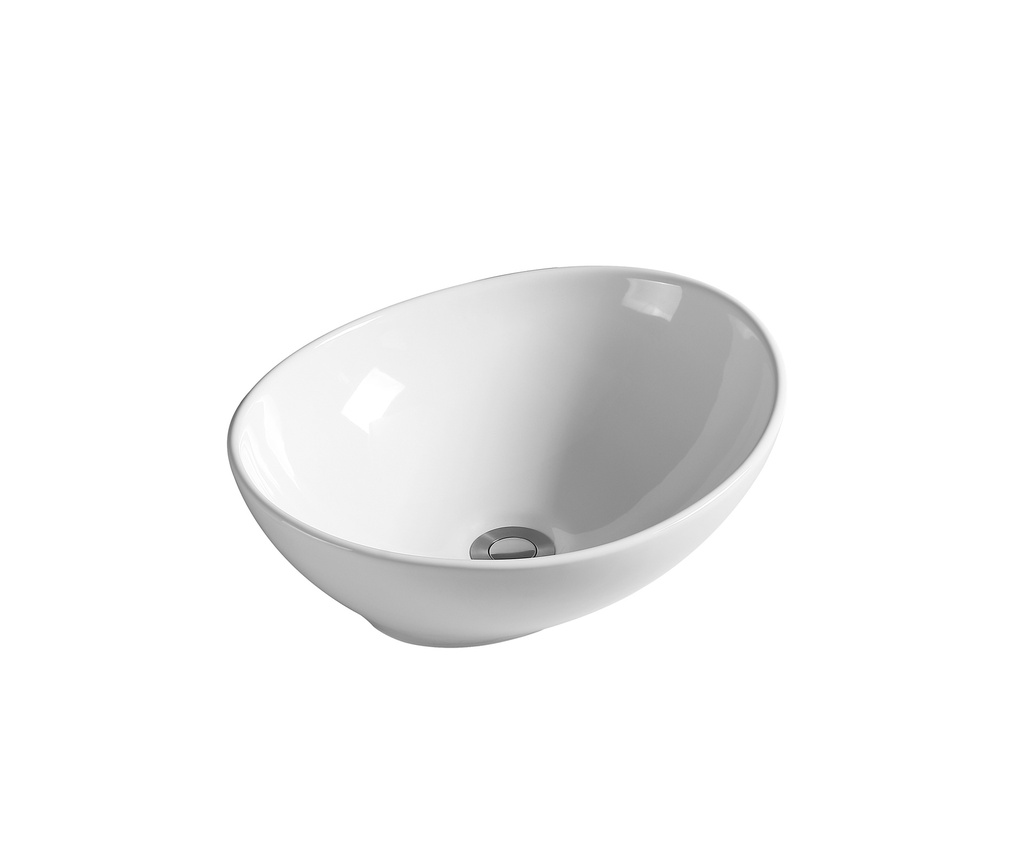 410*340*135mm Gloss White Birch Fine Ceramic Above Counter Basin No Overflow,32mm Waste