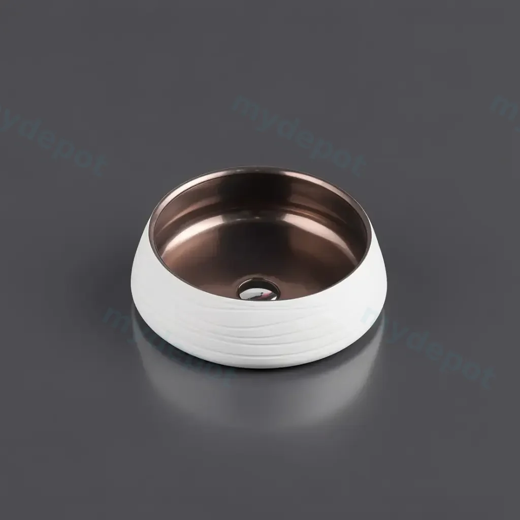 [50058] 410*410*140mm Counter-Top Circular Art White Basin