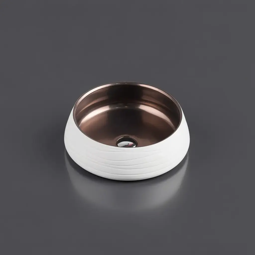 [50058] 410*410*140mm Counter-Top Circular Art White Basin