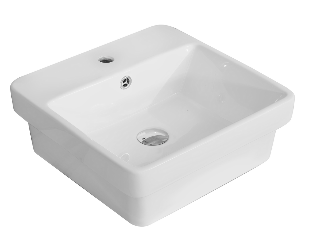 415*415*155mm Gloss White Kliff Fine Ceramic Insert Basin Tap Hole Overflow,32mm Waste