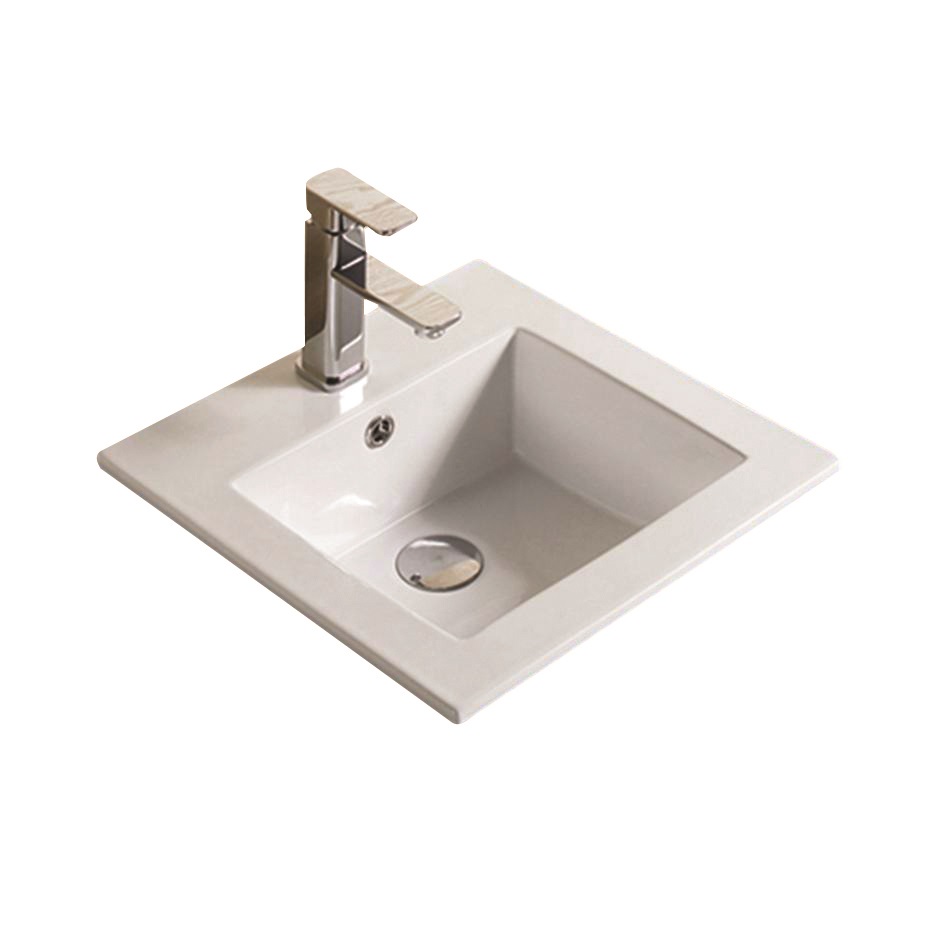 415*415*170mm Gloss White Crete Fine Ceramic Insert Basin Tap Hole Overflow,32mm Waste