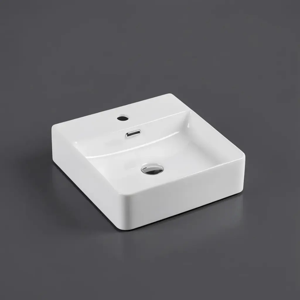 420*420*120mm Wall Hung Square Basin With Mixer Hole