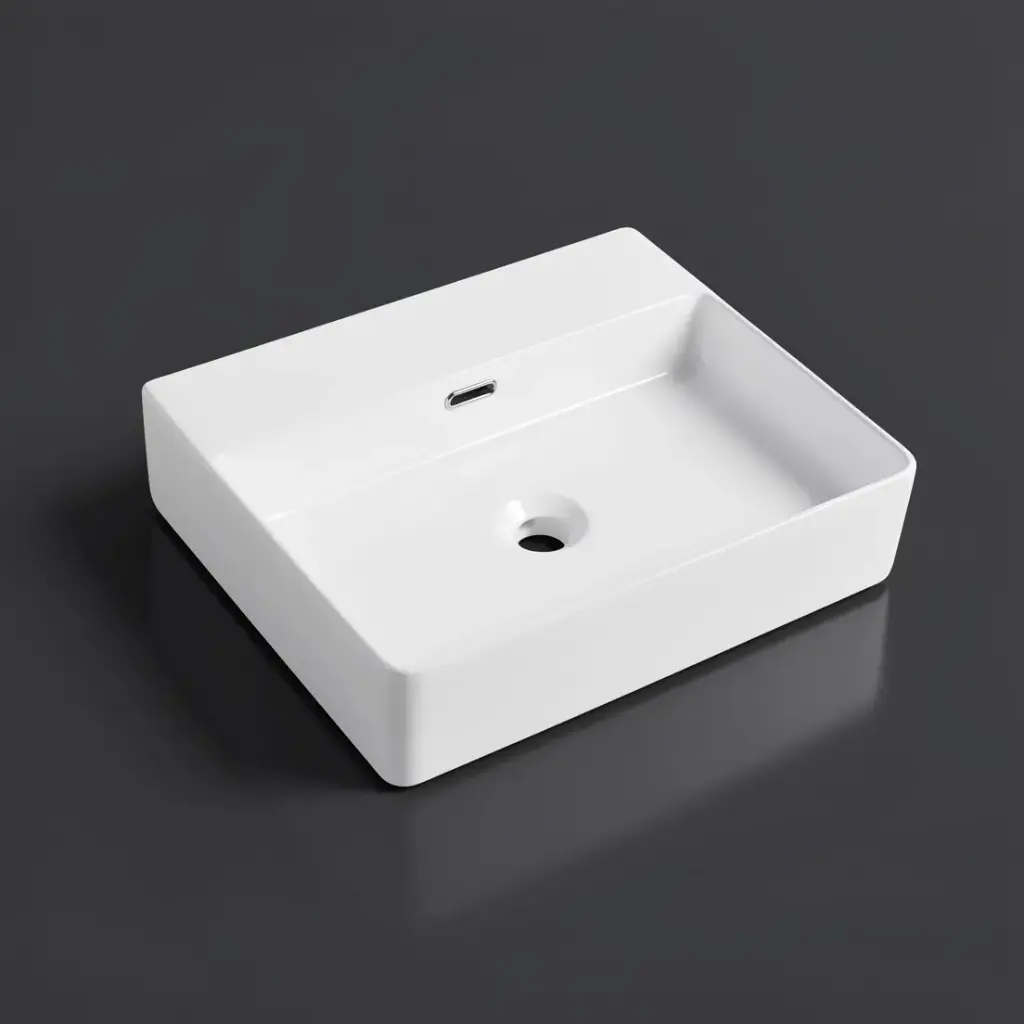 427*417*125mm Gloss White Kliff Fine Ceramic Wall Hung/Above Counter Basin Tap Hole With Overflow,32mm Waste,No Tap Hole