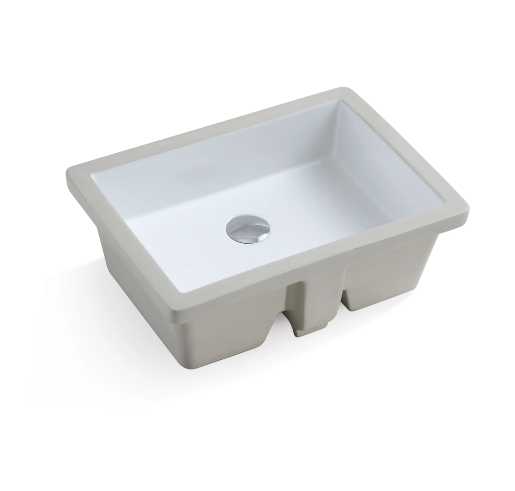 [55510] 437*310*170mm Gloss White Crete Fine Ceramic Under Counter Basin With Overflow,32mm Waste