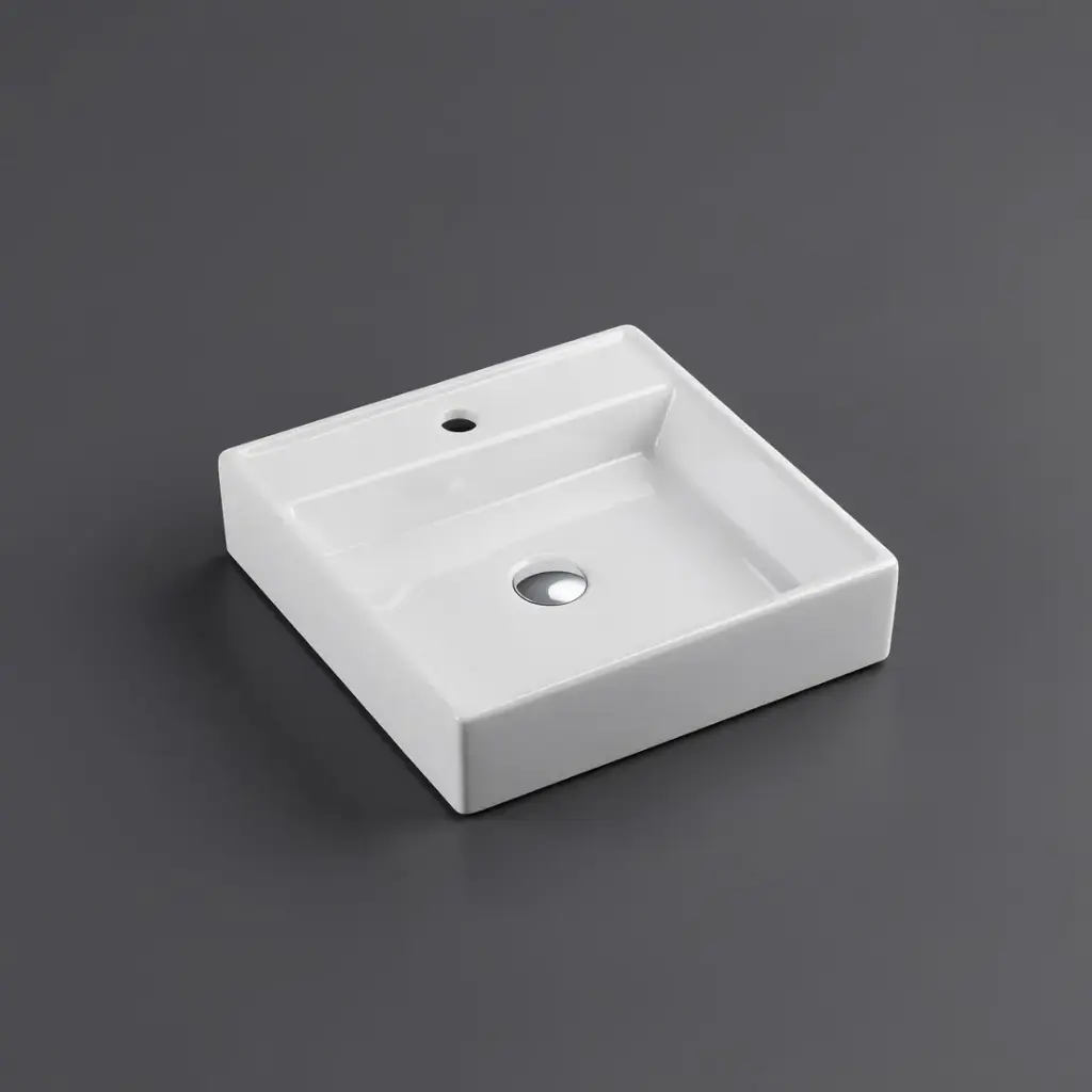[50139] 445*445*120mm Wall Hung Above Counter Square Basin With Mixer Hole