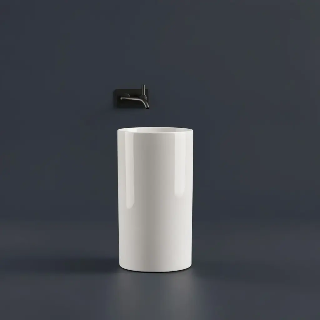 445*455*860mm Matte White Ollia Free Standing Pedestal Art Basin