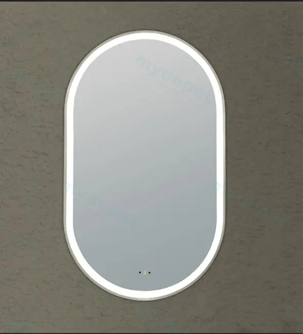 [55956] 450(W)*900mm(H) Gun Metal Ellips Framed LED Mirror
