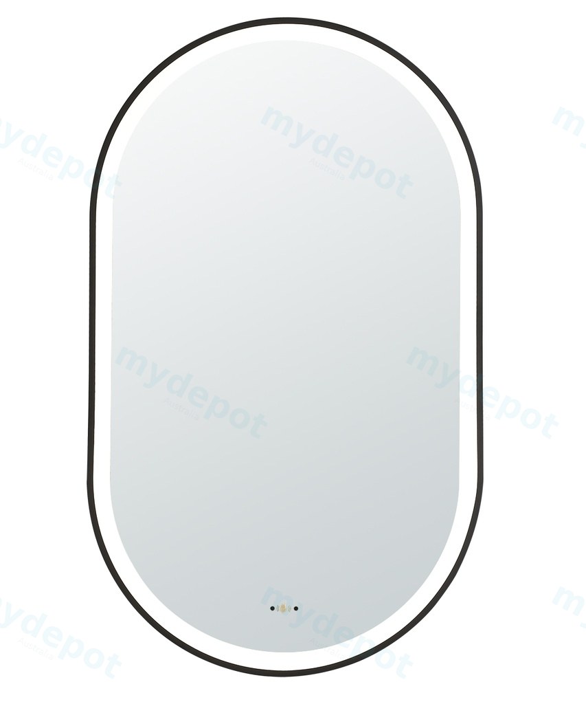[55953] 450(W)*900mm(H) Matte Black Ellips Framed LED Mirror