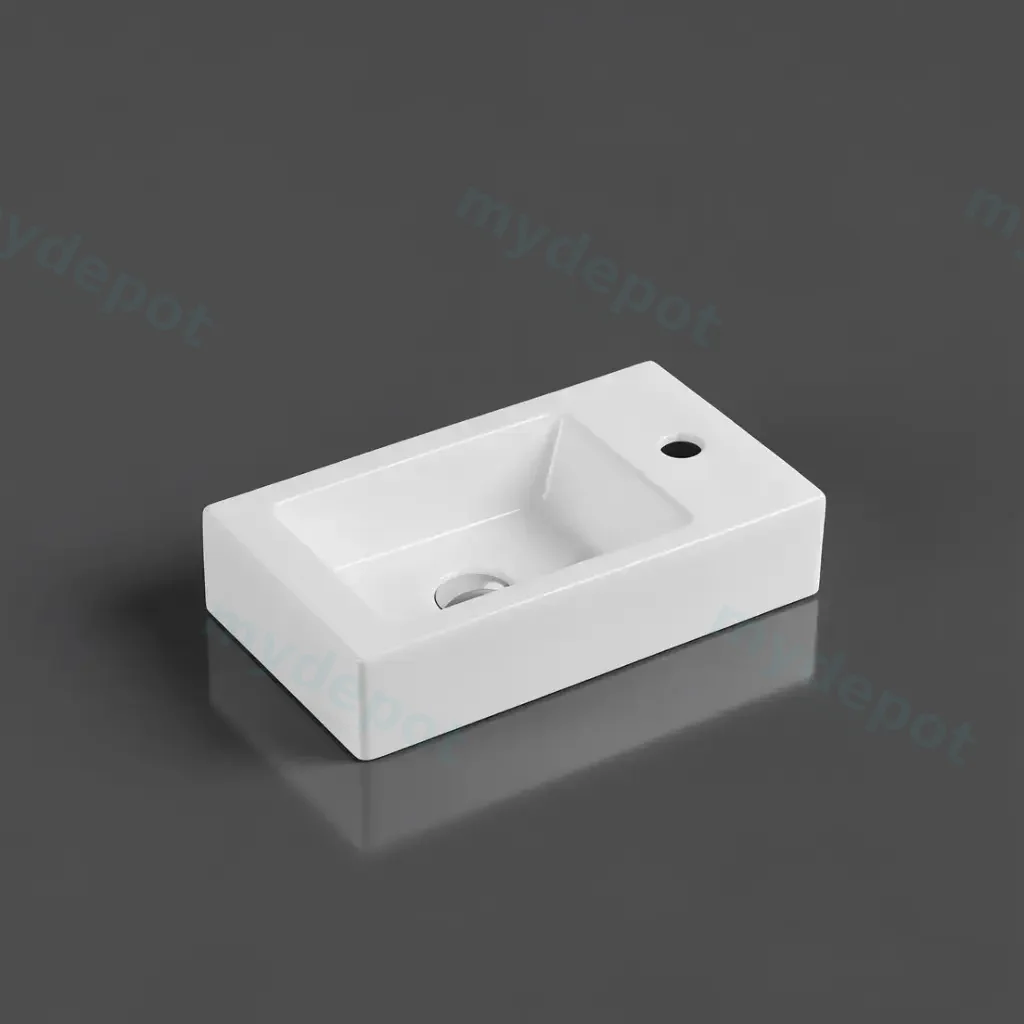 [50097] 450*260*100mm Wall Hung Rectangular Basin With Right Side Mixer Hole