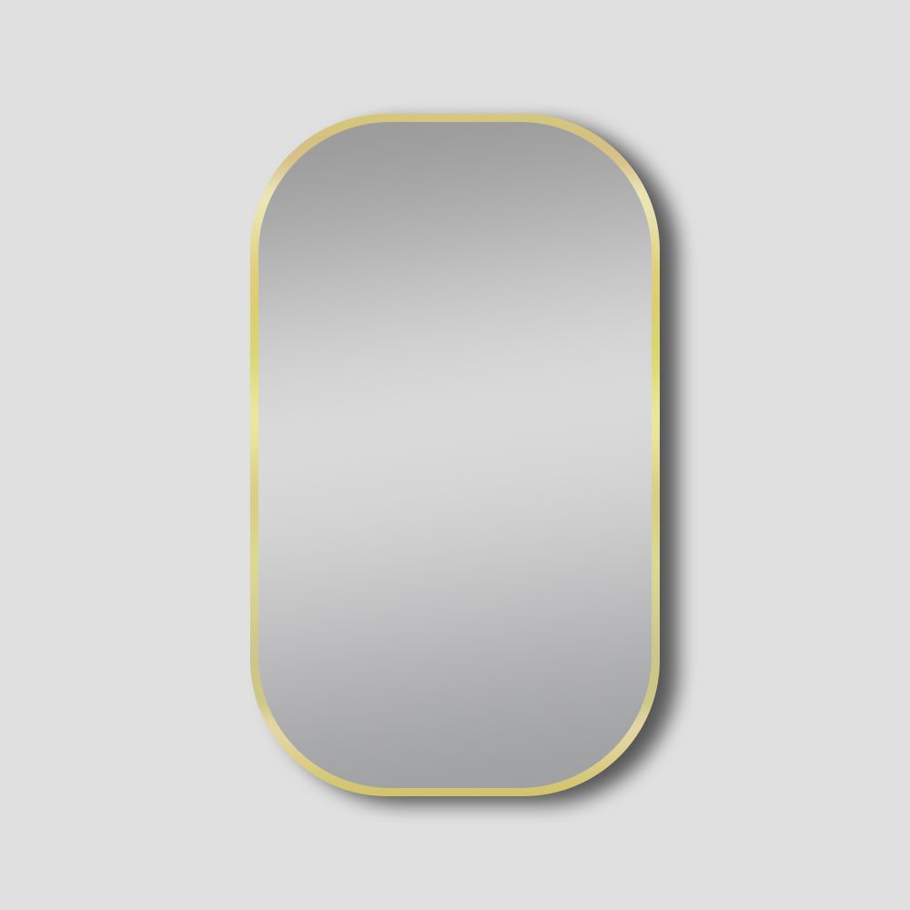 [41410] 450*750mm Brushed Gold Rounded Rectangular Framed Mirror
