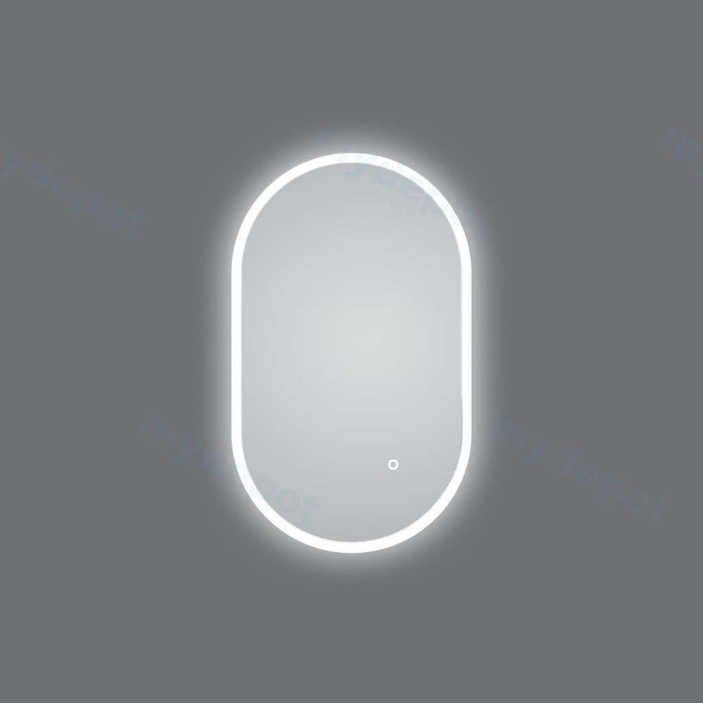 [41237] 450*750mm Oval 3 Color Lighting Acrylic LED Mirror Touch Sensor Switch Defogger Pad Wall Mounted
